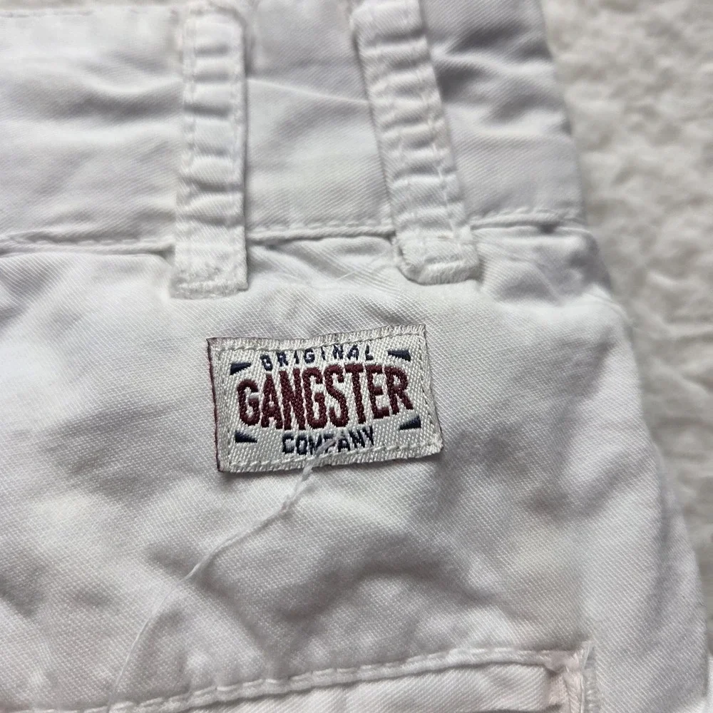 Gangster Cargo Shorts Mens 44 White Cotton Canvas Flat Front 10 Inseam Casual